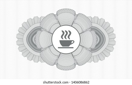 Grey passport rosette with coffee cup icon inside
