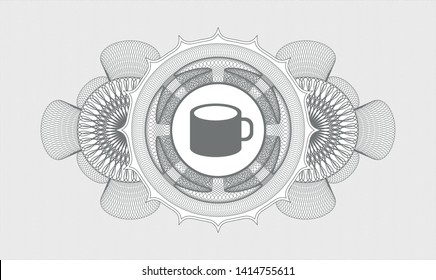 Grey passport rosette with coffee cup icon inside