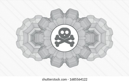 Rosette de pasaportes grises con icono de los huesos cruzados dentro