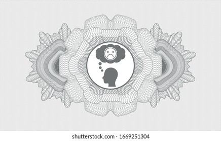 Grey passport rosette with depression icon inside