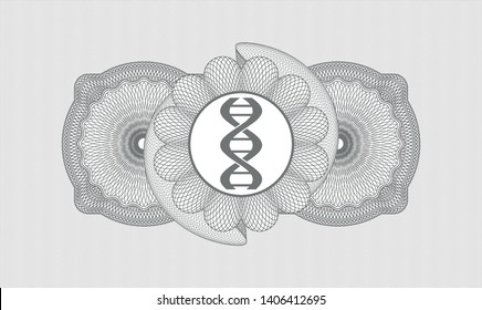 Grey passport rosette with dna icon inside