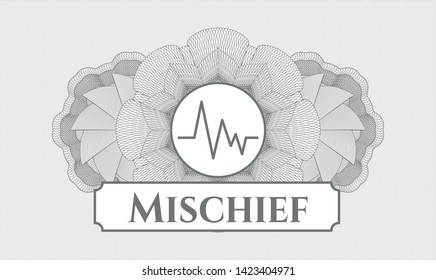 Grey passport rosette with electrocardiogram icon and Mischief text inside