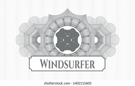 Grey passport rosette with four leaf clover icon and Windsurfer text inside