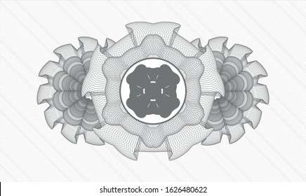 Grey passport rosette with four leaf clover icon inside