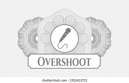Grey passport rosette with microphone icon and Overshoot text inside