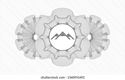 Grey passport rosette with mountain icon inside