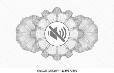 Grey passport rosette with mute icon inside
