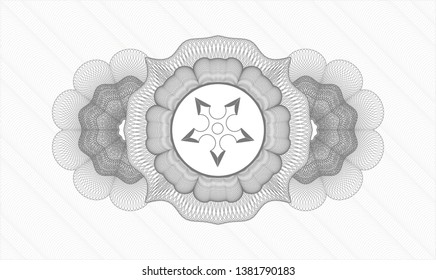 Grey passport rosette with ninja star icon inside