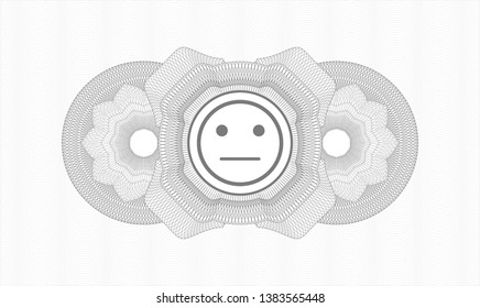 Grey passport rosette with serious face icon inside