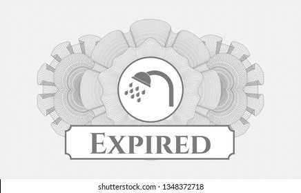 Grey passport rosette with shower icon and Expired text inside