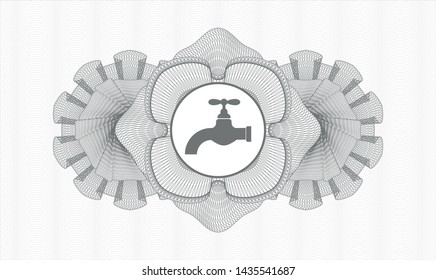 Grey passport rosette with tap icon inside