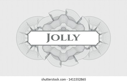 Grey passport rosette with text Jolly inside