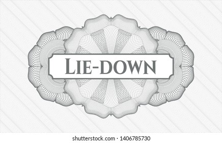 Grey passport rosette with text Lie-down inside