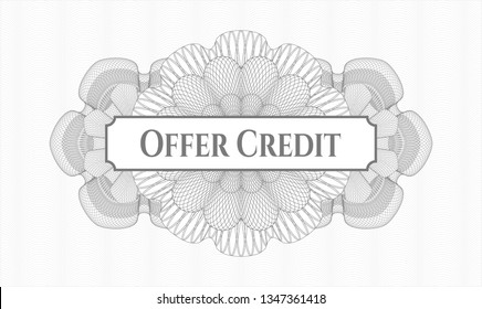 Grey passport rosette with text Offer Credit inside