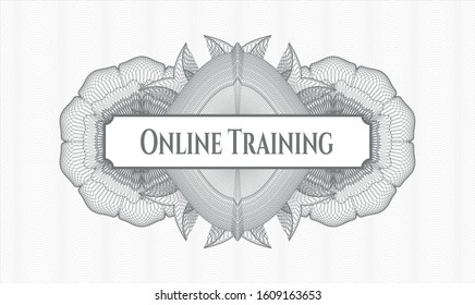 Grey passport rosette with text Online Training inside