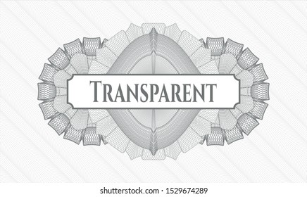 Grey passport rosette with text Transparent inside