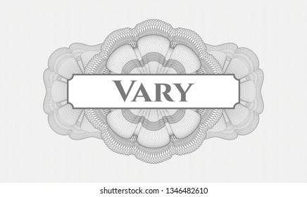 Grey passport rosette with text Vary inside