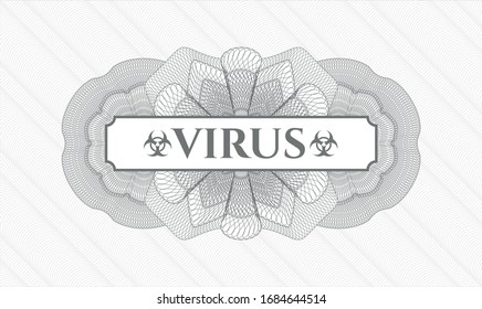 Rosette de pasaportes grises con texto Virus dentro