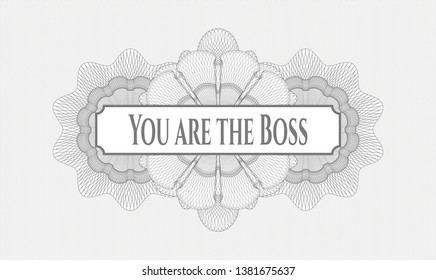 Grey passport rosette with text You are the Boss inside