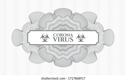 Grey passport rosette. Vector Illustration. Detailed with text Coronavirus inside