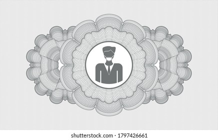 Rosette de pasaportes grises. Ilustración vectorial. Detallado con un hombre con un icono de máscara de cara dentro