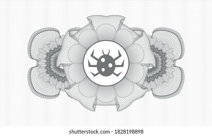 Grey passport rosette. Vector Illustration. Detailed with bug icon inside