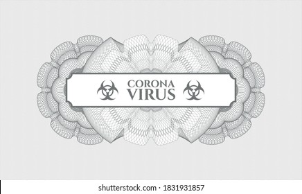 Grey passport rosette. Vector Illustration. Detailed with text Coronavirus inside