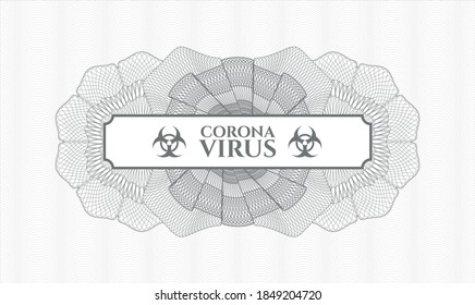 Grey passport rosette. Vector Illustration. Detailed with text Coronavirus inside