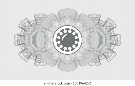 Grey passport rosette. Vector Illustration. Detailed with coronavirus icon inside