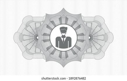 Rosette de pasaportes grises. Ilustración vectorial. Detallado con un hombre con un icono de máscara de cara dentro