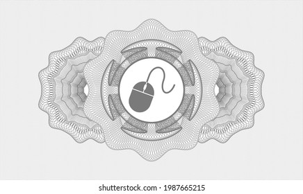 Grey passport rosette. Vector Illustration. Detailed with mouse icon inside