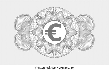 Grey passport rosette. Vector Illustration. Detailed with euro icon inside