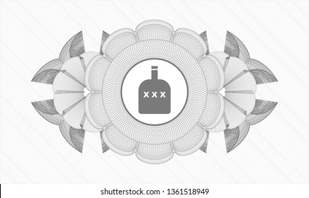 Grey passport style rosette with bottle of alcohol icon inside