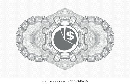 Grey passport style rosette with chart icon inside