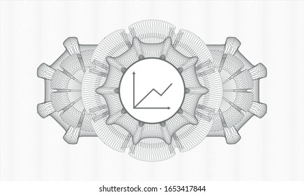 Grey passport style rosette with chart icon inside