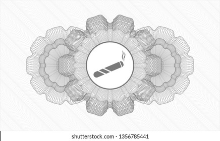 Grey passport style rosette with joint, cigarette icon inside