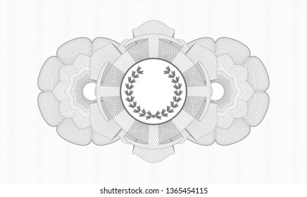 Grey passport style rosette with leaf crown icon inside
