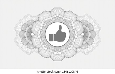 Grey passport style rosette with like icon inside