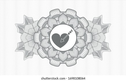 Grey passport style rosette with love icon inside