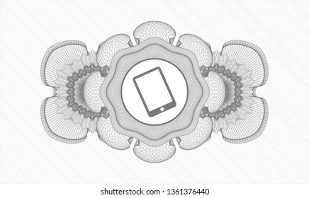Grey passport style rosette with mobile phone icon inside