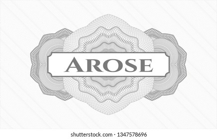 Grey passport style rosette with text Arose inside