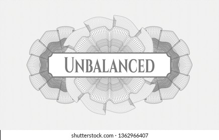 Grey passport style rosette with text Unbalanced inside