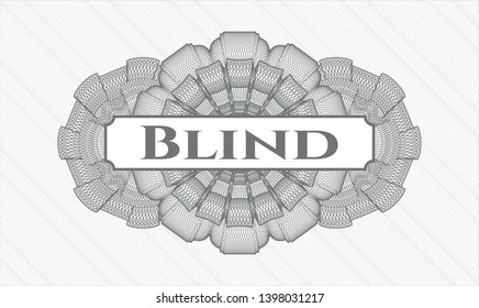 Grey passport style rosette with text Blind inside
