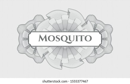 Grey passport style rosette with text Mosquito inside