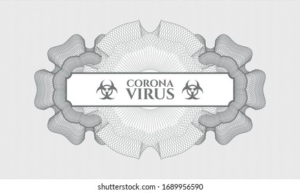Rosette estilo pasaporte gris con texto Coronavirus dentro