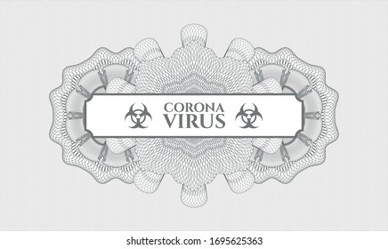 Rosette estilo pasaporte gris con texto Coronavirus dentro