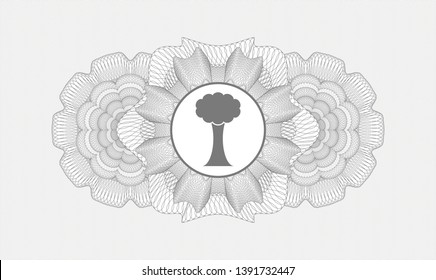 Grey passport style rosette with tree icon inside