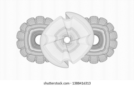 Grey passport style rosette. Vector Illustration. Detailed.
