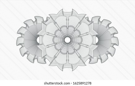 Grey passport style rosette. Vector Illustration. Detailed.