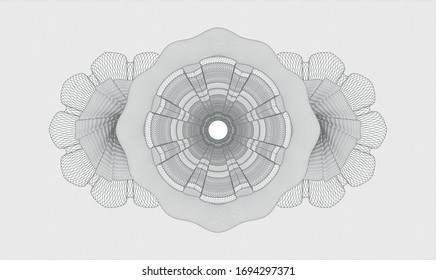 Grey passport style rosette. Vector Illustration. Detailed.